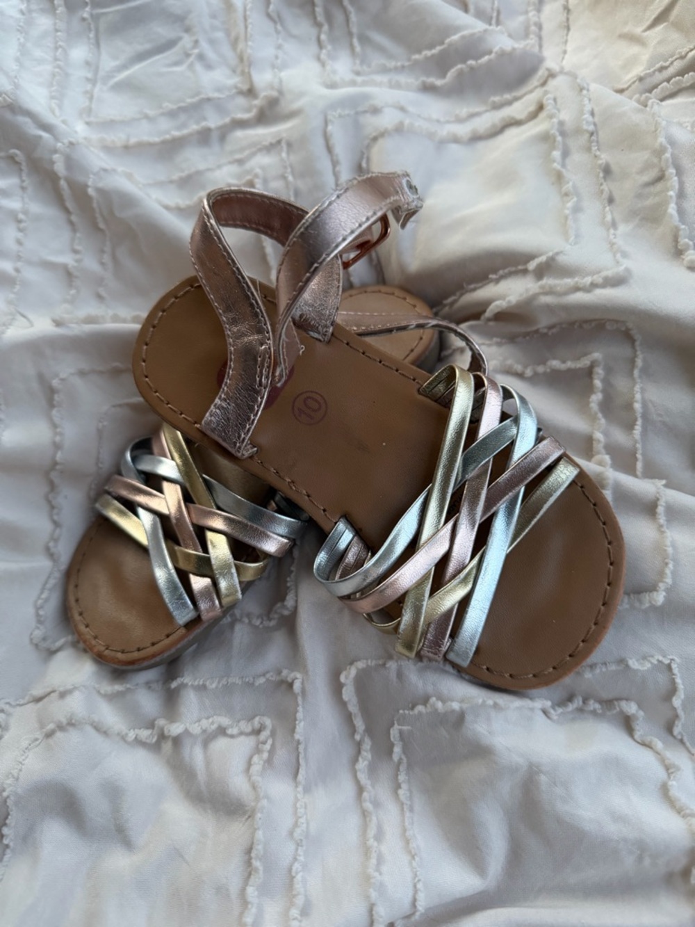 Kids Metallic Braided Sandals - Rose Gold, Silver & Gold size 10 toddler